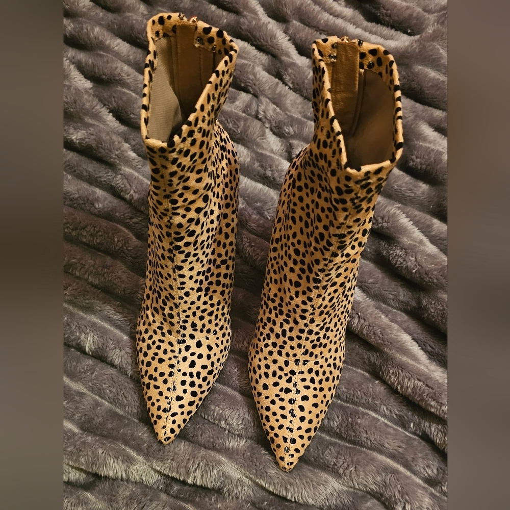 IMAN Spotted Tan Ankle Booties